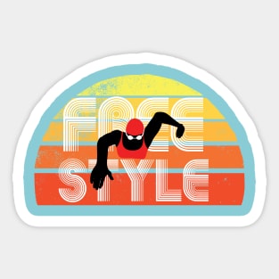 Retro Freestylin Womens Swimming 2 Sticker